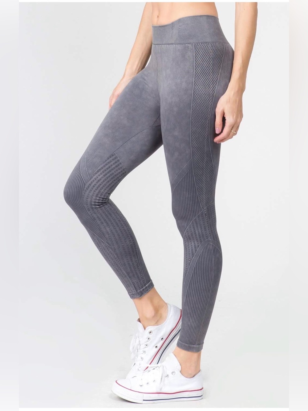 Yelete Charcoal Mineral Wash Gray‎ Moto Leggings Sz SM/MD